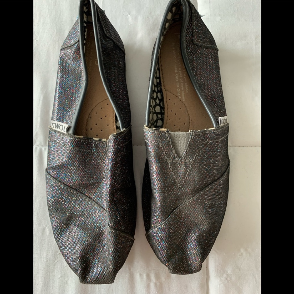 Toms alpargata glitter slip on flat shoes size 6